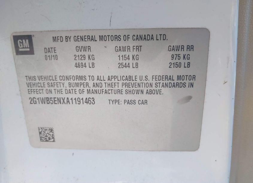 Photo 8 of 2010 Chevrolet Impala LT (VIN 2G1WB5ENXA1191463)