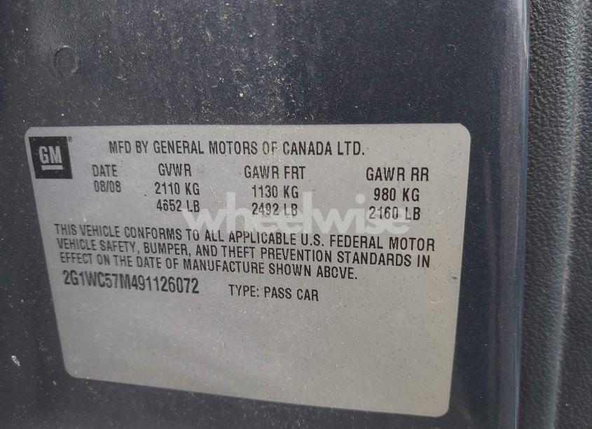 Photo 9 of 2009 Chevrolet Impala LT (VIN 2G1WC57M491126072)