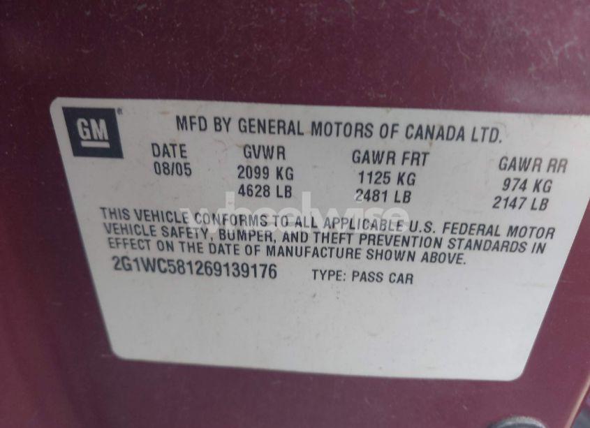 Photo 9 of 2006 Chevrolet Impala LT (VIN 2G1WC581269139176)