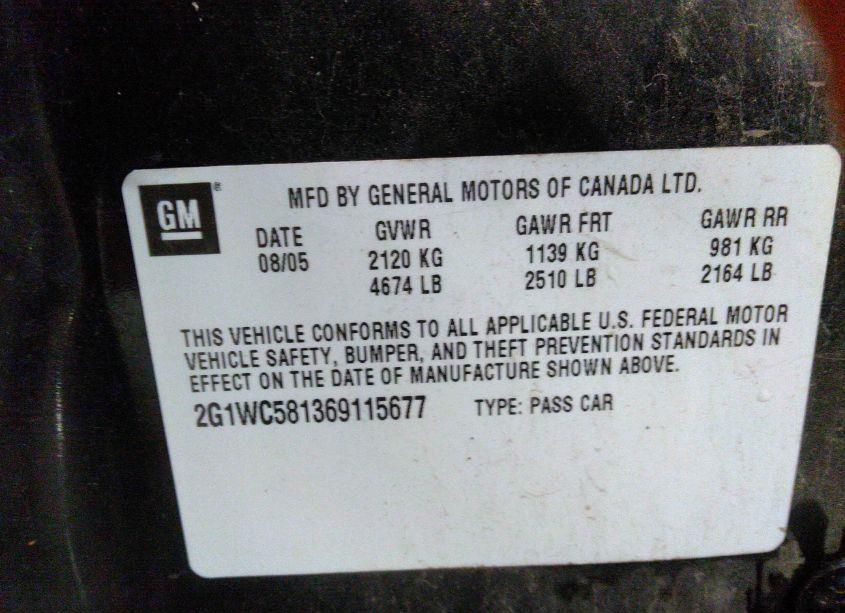 Photo 9 of 2006 Chevrolet Impala LT (VIN 2G1WC581369115677)