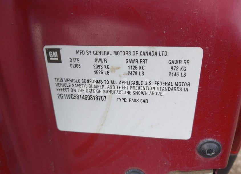 Photo 9 of 2006 Chevrolet Impala LT (VIN 2G1WC581469318707)