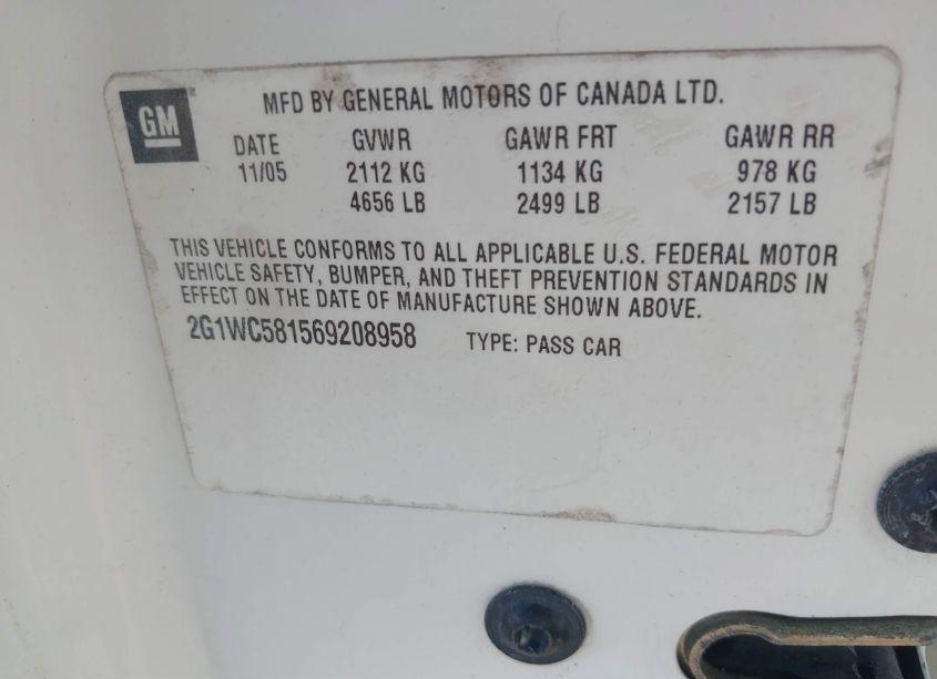 Photo 9 of 2006 Chevrolet Impala LT (VIN 2G1WC581569208958)