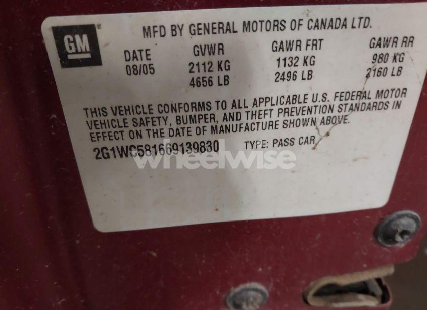 Photo 9 of 2006 Chevrolet Impala LT (VIN 2G1WC581669139830)