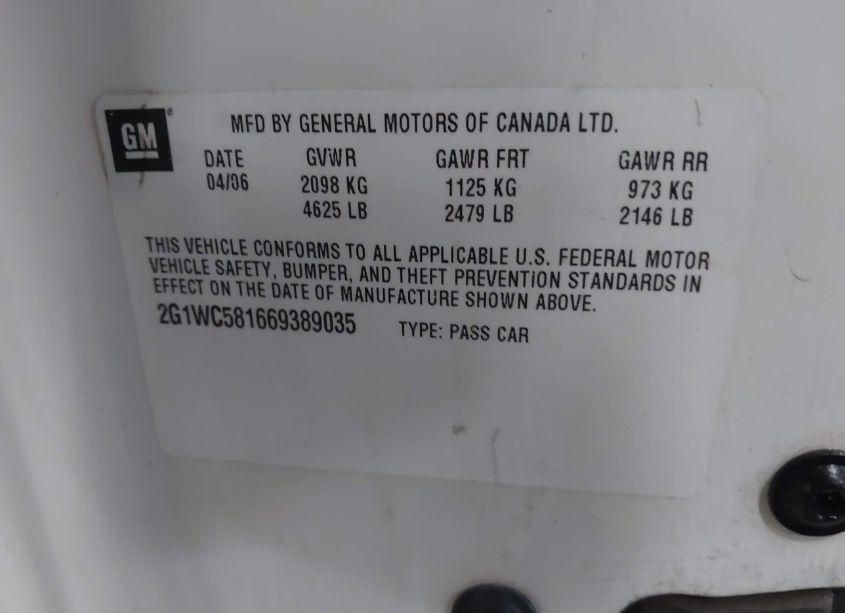 Photo 9 of 2006 Chevrolet Impala LT (VIN 2G1WC581669389035)