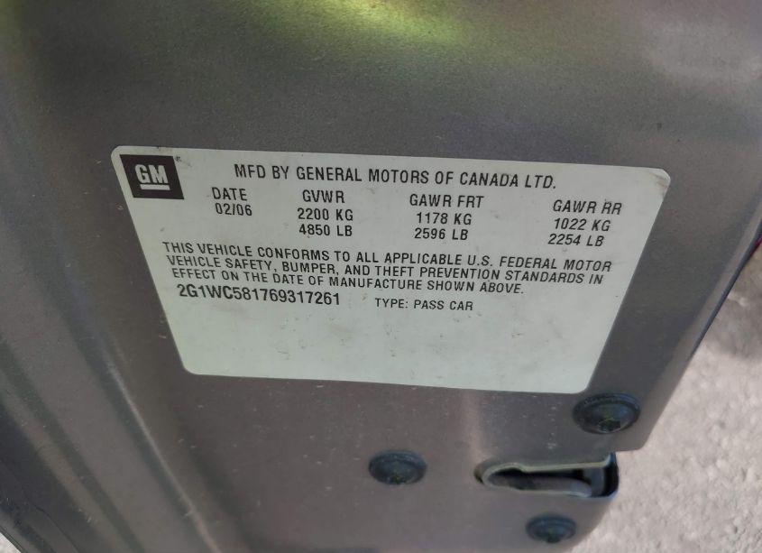 Photo 9 of 2006 Chevrolet Impala LT (VIN 2G1WC581769317261)