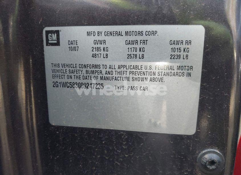 Photo 9 of 2008 Chevrolet Impala LT (VIN 2G1WC583089247235)