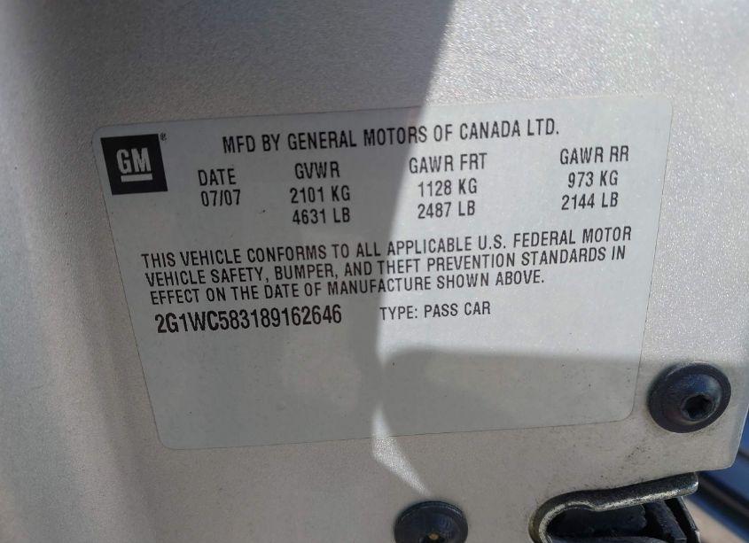 Photo 9 of 2008 Chevrolet Impala LT (VIN 2G1WC583189162646)