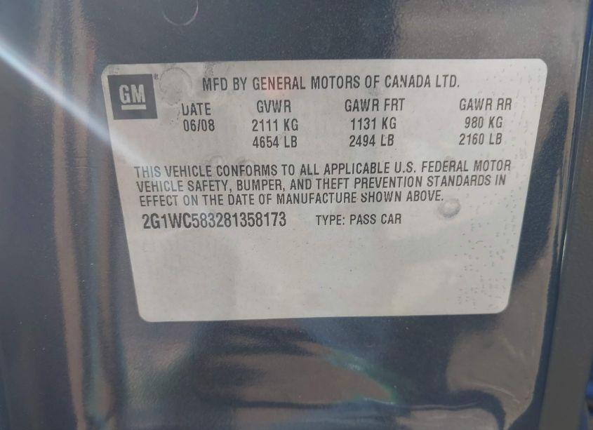 Photo 9 of 2008 Chevrolet Impala LT (VIN 2G1WC583281358173)