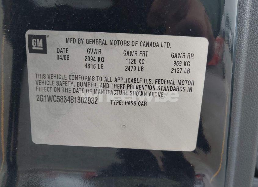 Photo 9 of 2008 Chevrolet Impala LT (VIN 2G1WC583481302932)
