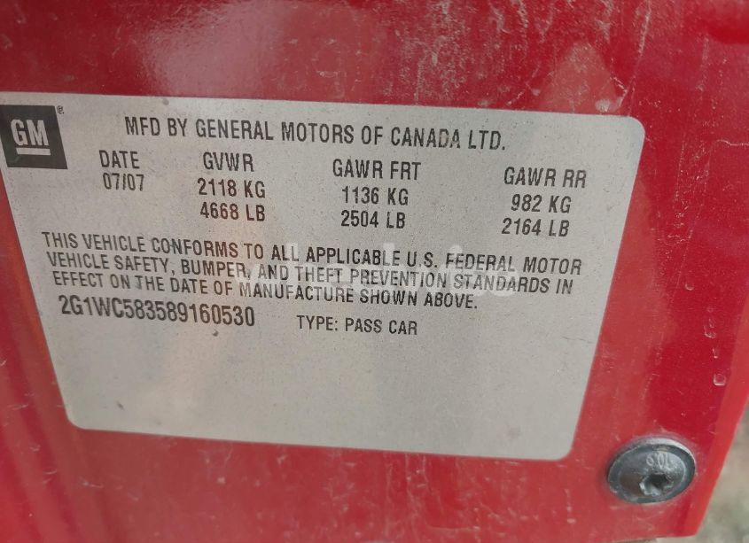 Photo 9 of 2008 Chevrolet Impala LT (VIN 2G1WC583589160530)