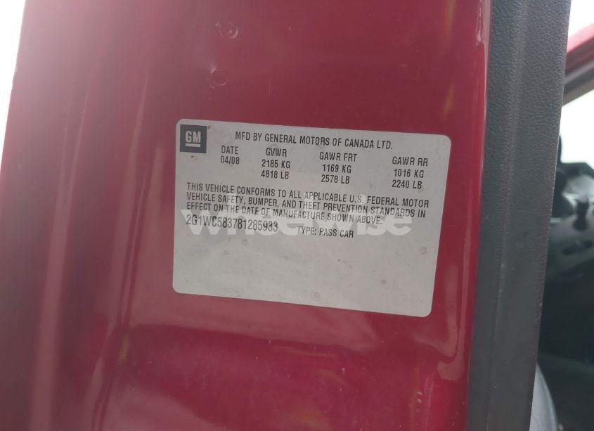 Photo 9 of 2008 Chevrolet Impala LT (VIN 2G1WC583781285933)