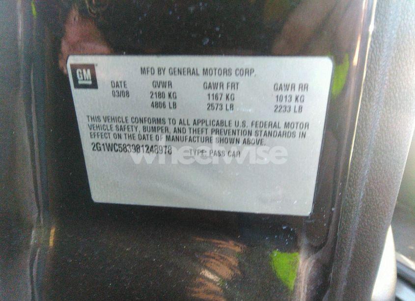 Photo 9 of 2008 Chevrolet Impala LT (VIN 2G1WC583981248978)