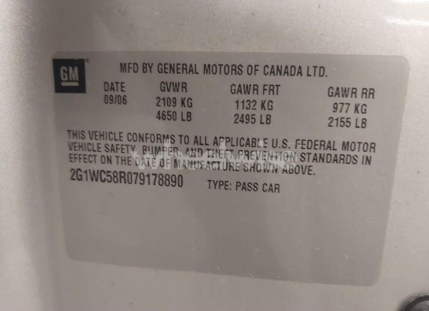 Photo 9 of 2007 Chevrolet Impala LT (VIN 2G1WC58R079178890)