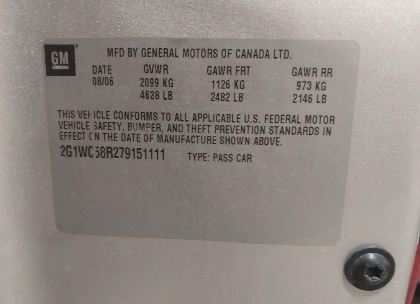 Photo 9 of 2007 Chevrolet Impala LT (VIN 2G1WC58R279151111)