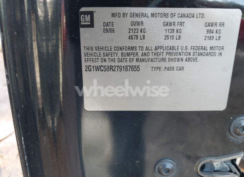 Photo 9 of 2007 Chevrolet Impala LT (VIN 2G1WC58R279187655)