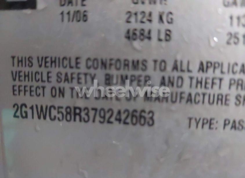 Photo 9 of 2007 Chevrolet Impala LT (VIN 2G1WC58R379242663)