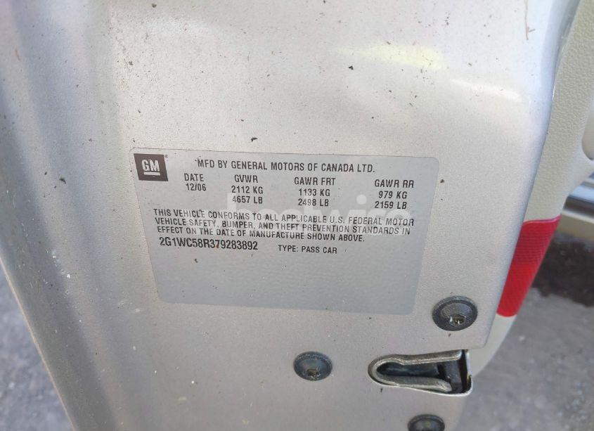 Photo 9 of 2007 Chevrolet Impala LT (VIN 2G1WC58R379283892)