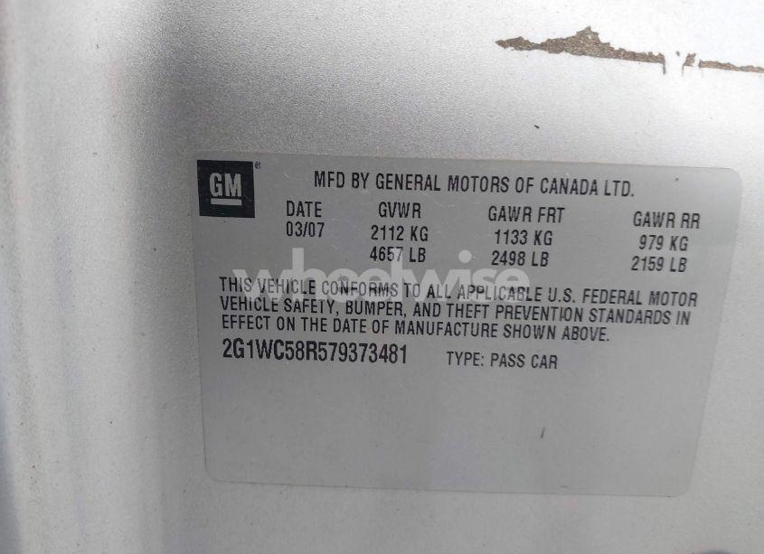 Photo 9 of 2007 Chevrolet Impala LT (VIN 2G1WC58R579373481)