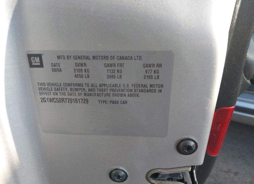 Photo 9 of 2007 Chevrolet Impala LT (VIN 2G1WC58R779161729)