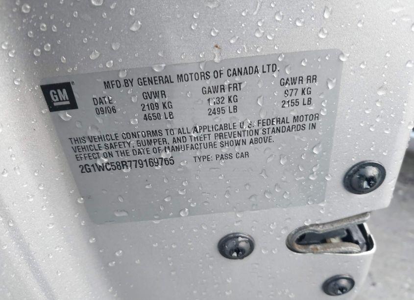 Photo 9 of 2007 Chevrolet Impala LT (VIN 2G1WC58R779169765)