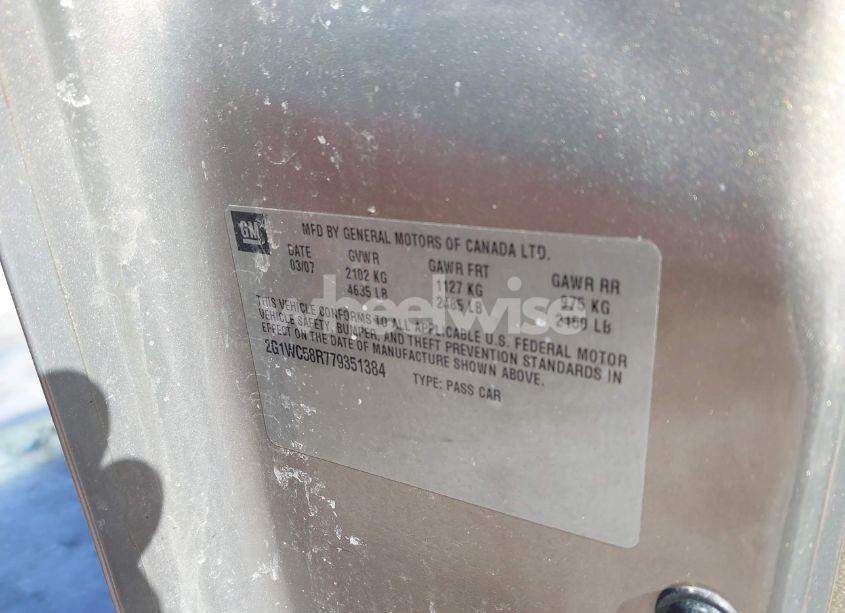 Photo 9 of 2007 Chevrolet Impala LT (VIN 2G1WC58R779351384)