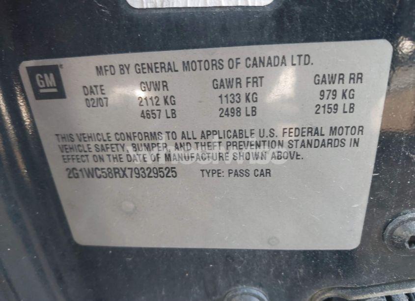 Photo 9 of 2007 Chevrolet Impala LT (VIN 2G1WC58RX79329525)