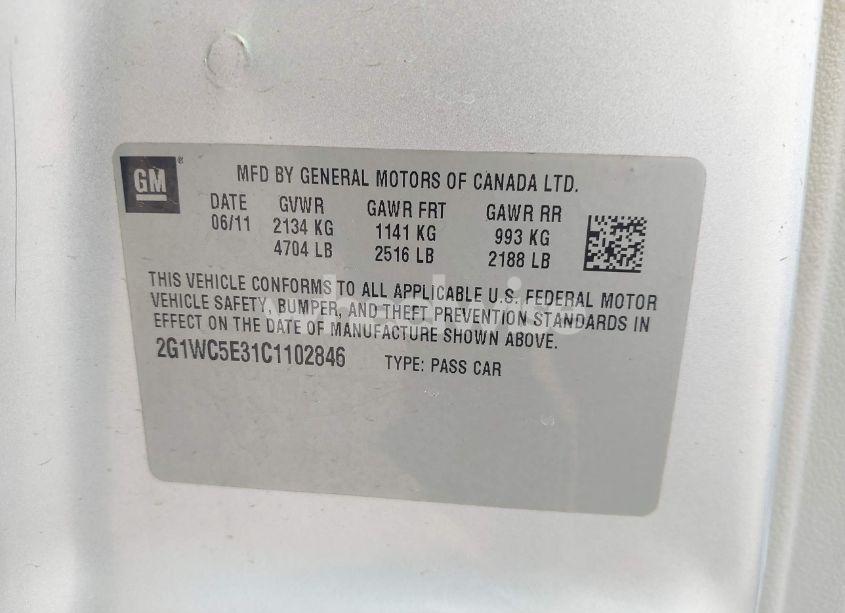 Photo 9 of 2012 Chevrolet Impala LTZ (VIN 2G1WC5E31C1102846)