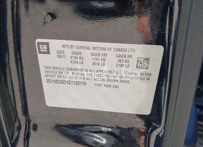 Photo 9 of 2012 Chevrolet Impala LTZ (VIN 2G1WC5E31C1120179)