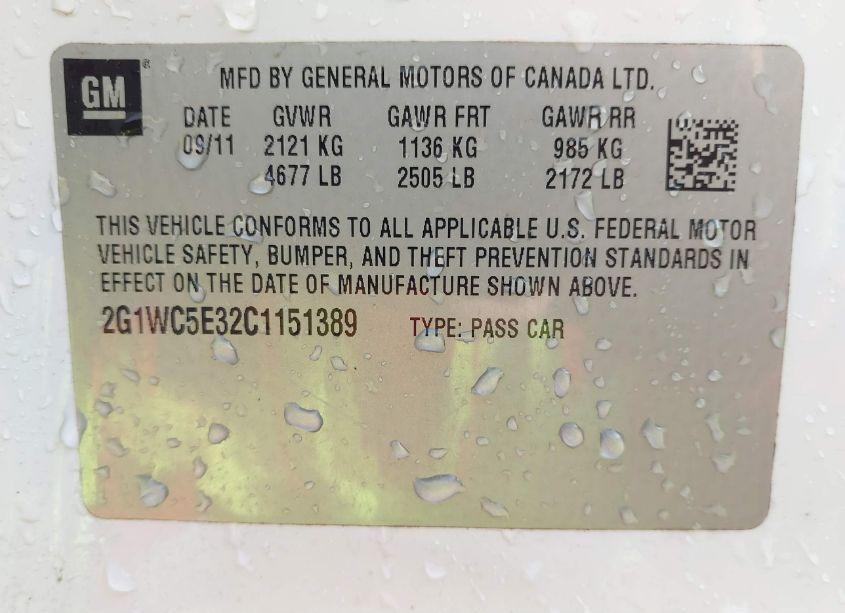 Photo 9 of 2012 Chevrolet Impala LTZ (VIN 2G1WC5E32C1151389)