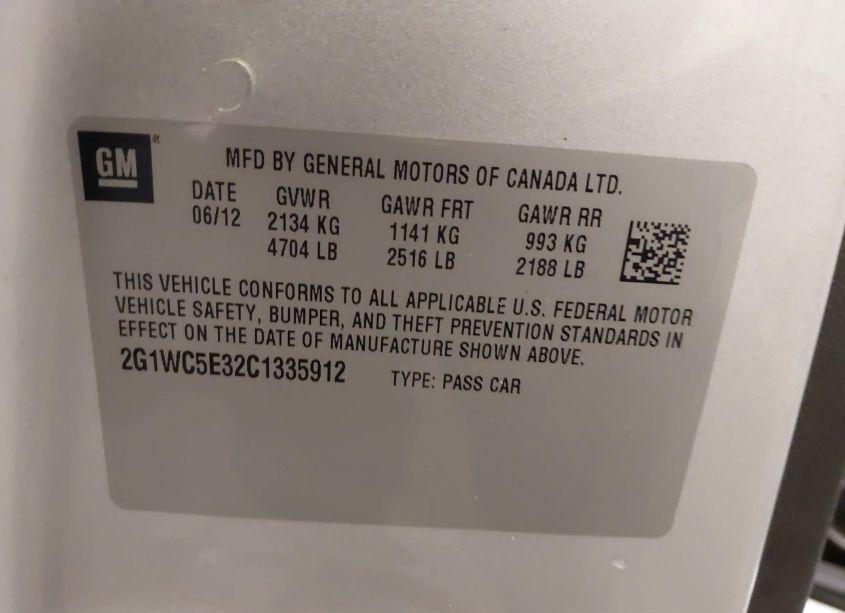 Photo 9 of 2012 Chevrolet Impala LTZ (VIN 2G1WC5E32C1335912)