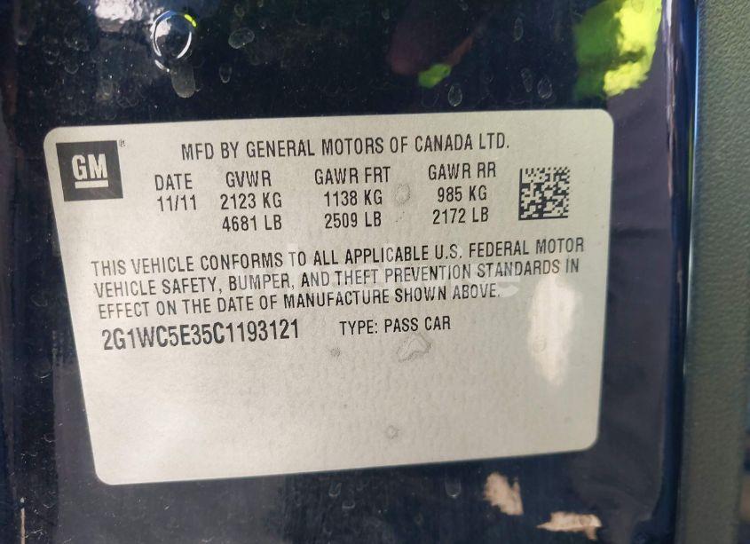 Photo 9 of 2012 Chevrolet Impala LTZ (VIN 2G1WC5E35C1193121)