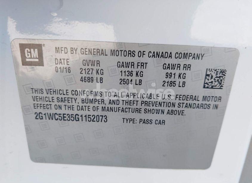 Photo 9 of 2016 Chevrolet Impala LIMITED LTZ (VIN 2G1WC5E35G1152073)