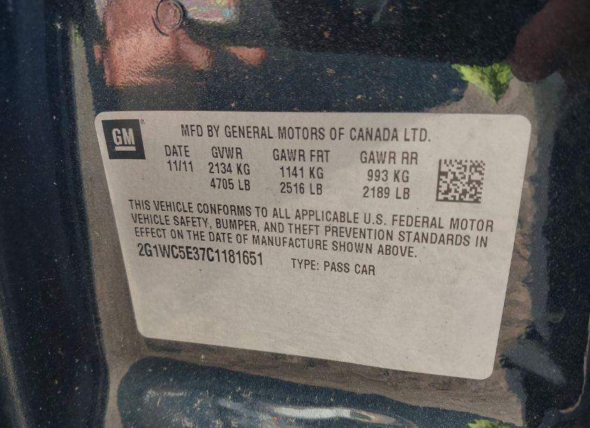 Photo 9 of 2012 Chevrolet Impala LTZ (VIN 2G1WC5E37C1181651)