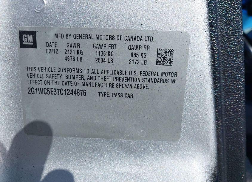 Photo 9 of 2012 Chevrolet Impala LTZ (VIN 2G1WC5E37C1244876)