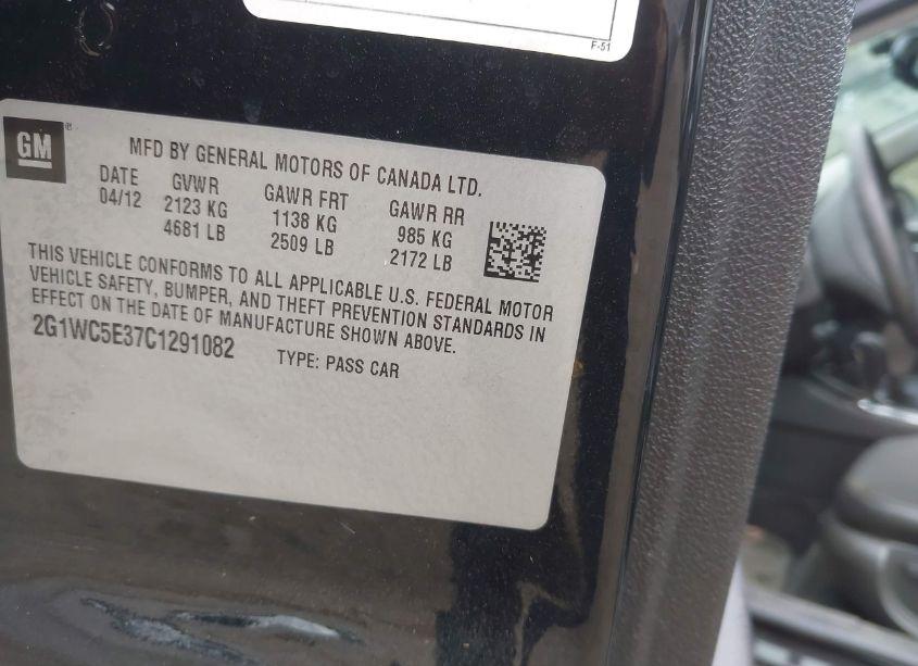 Photo 9 of 2012 Chevrolet Impala LTZ (VIN 2G1WC5E37C1291082)