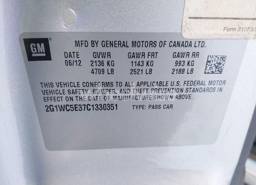 Photo 9 of 2012 Chevrolet Impala LTZ (VIN 2G1WC5E37C1330351)