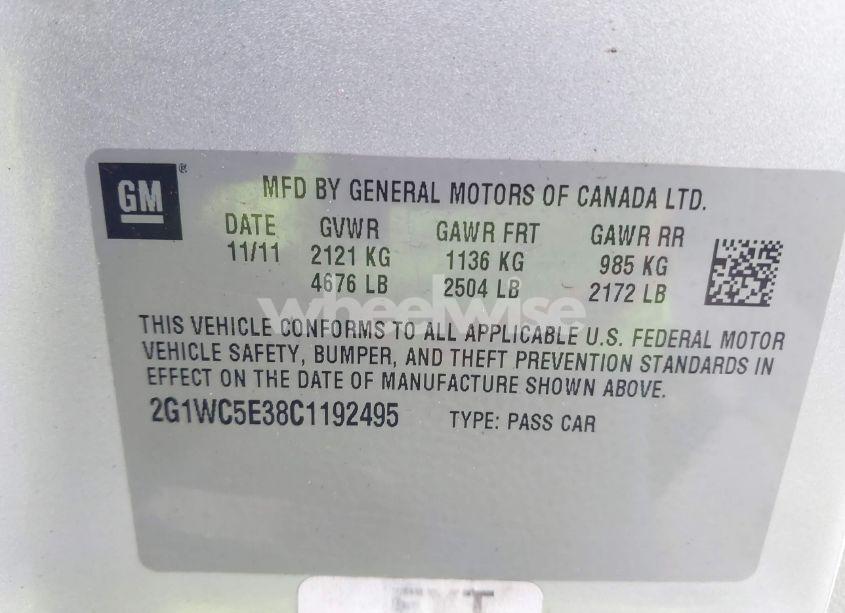 Photo 9 of 2012 Chevrolet Impala LTZ (VIN 2G1WC5E38C1192495)