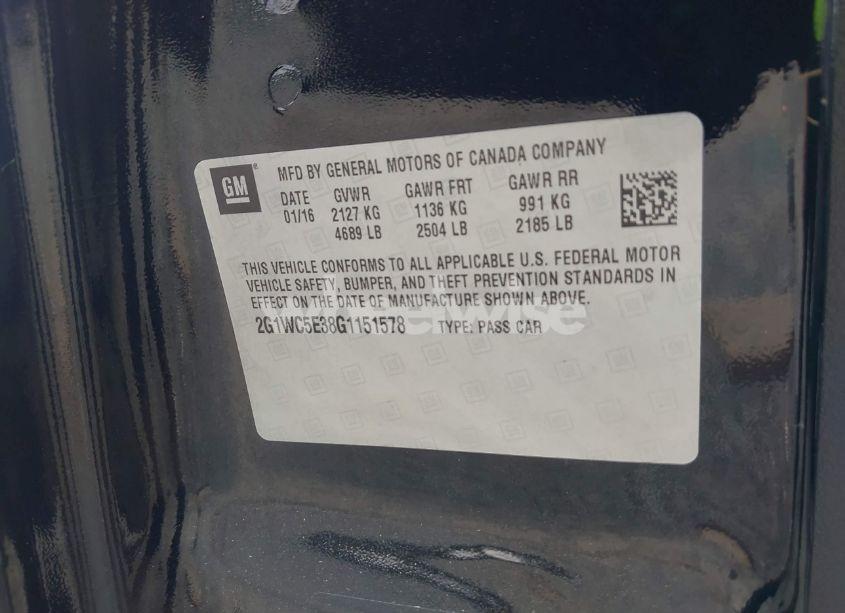 Photo 9 of 2016 Chevrolet Impala LIMITED LTZ (VIN 2G1WC5E38G1151578)