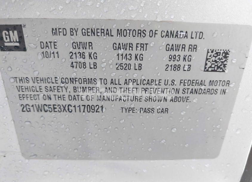 Photo 9 of 2012 Chevrolet Impala LTZ (VIN 2G1WC5E3XC1170921)