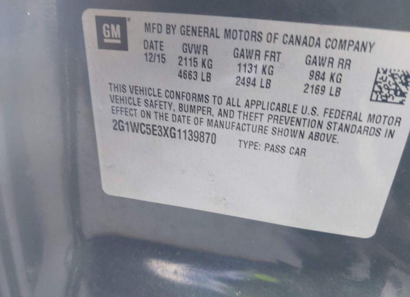 Photo 9 of 2016 Chevrolet Impala LIMITED LTZ (VIN 2G1WC5E3XG1139870)