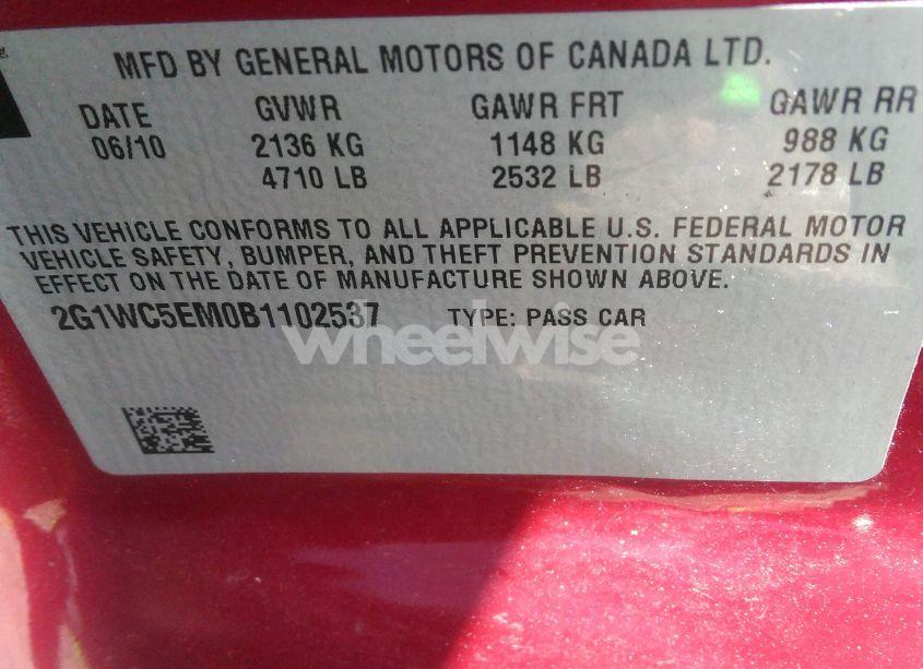 Photo 9 of 2011 Chevrolet Impala LTZ (VIN 2G1WC5EM0B1102537)