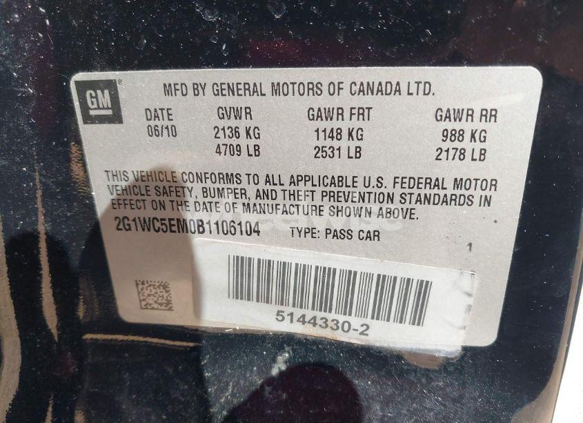 Photo 8 of 2011 Chevrolet Impala LTZ (VIN 2G1WC5EM0B1106104)