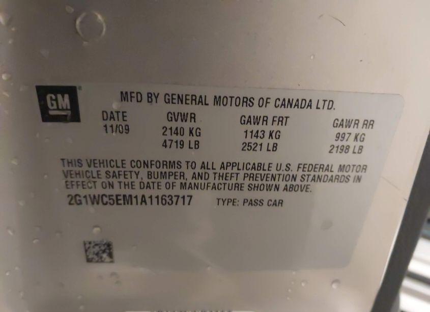 Photo 9 of 2010 Chevrolet Impala LTZ (VIN 2G1WC5EM1A1163717)