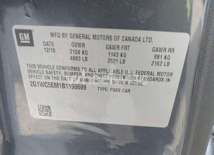 Photo 9 of 2011 Chevrolet Impala LTZ (VIN 2G1WC5EM1B1190689)