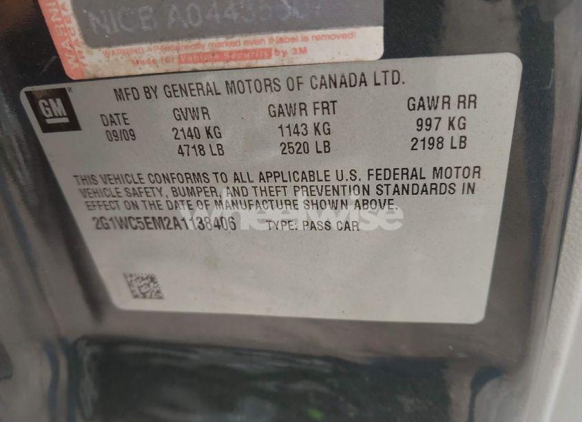 Photo 9 of 2010 Chevrolet Impala LTZ (VIN 2G1WC5EM2A1138406)