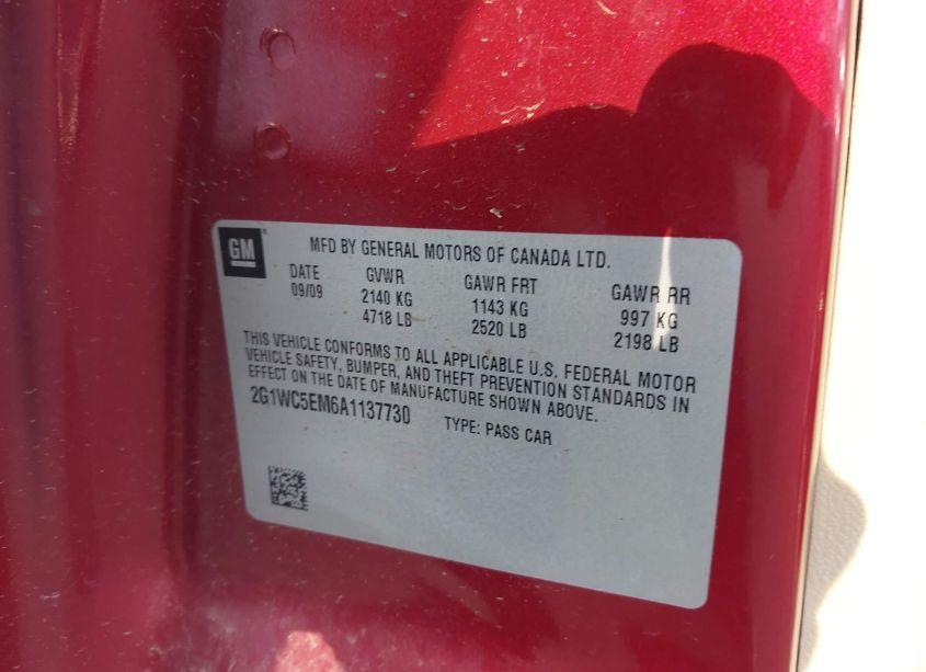 Photo 9 of 2010 Chevrolet Impala LTZ (VIN 2G1WC5EM6A1137730)