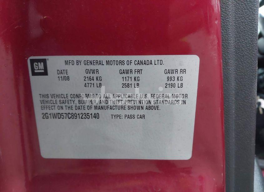 Photo 9 of 2009 Chevrolet Impala SS (VIN 2G1WD57C891235140)