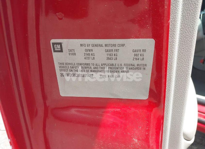 Photo 9 of 2008 Chevrolet Impala SS (VIN 2G1WD58C881201437)