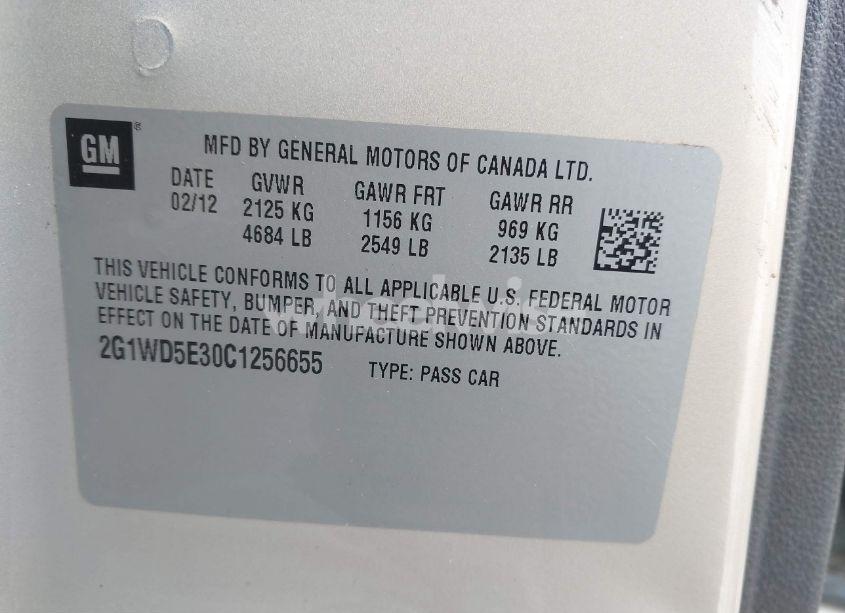 Photo 9 of 2012 Chevrolet Impala POLICE (VIN 2G1WD5E30C1256655)