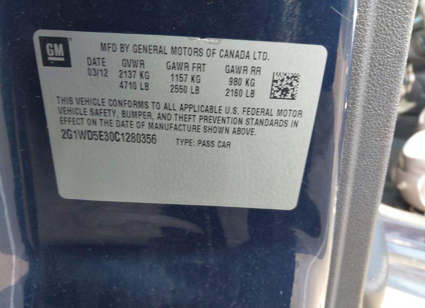 Photo 9 of 2012 Chevrolet Impala POLICE (VIN 2G1WD5E30C1280356)